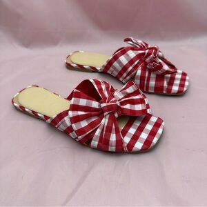Red & White Gingham Bow Slides Sz 8.5 Target | Cottagecore Picnic Vibes